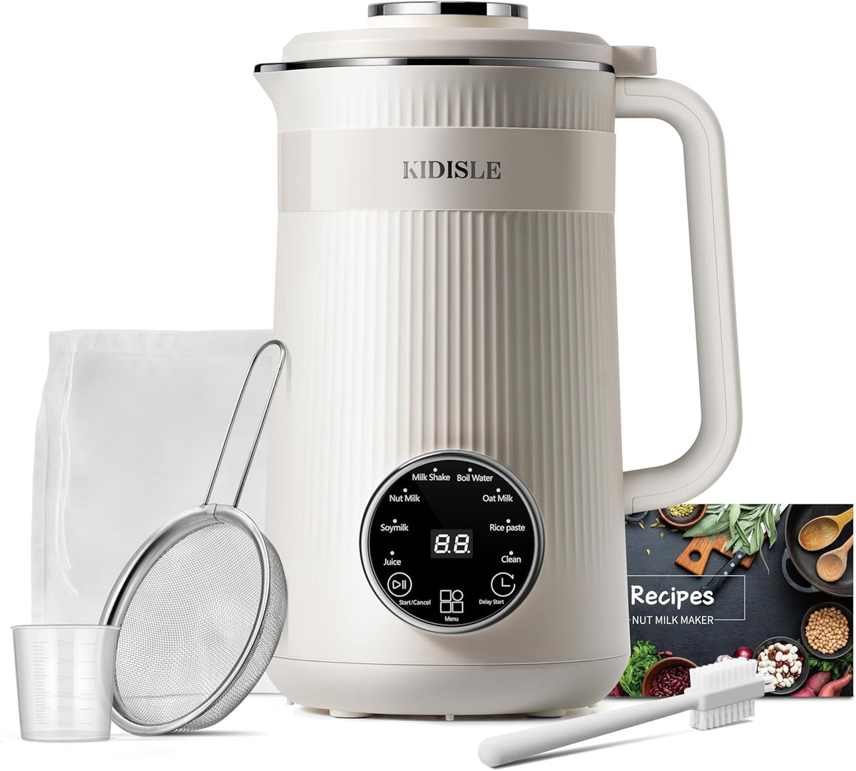 32oz Automatic Nut Milk Maker – 8-in-1 Plant-Based Milk Maker with Self-Cleaning, No-Soak Blending, Delay Start & Keep Warm for Almond, Soy, Oat, Coconut & Rice