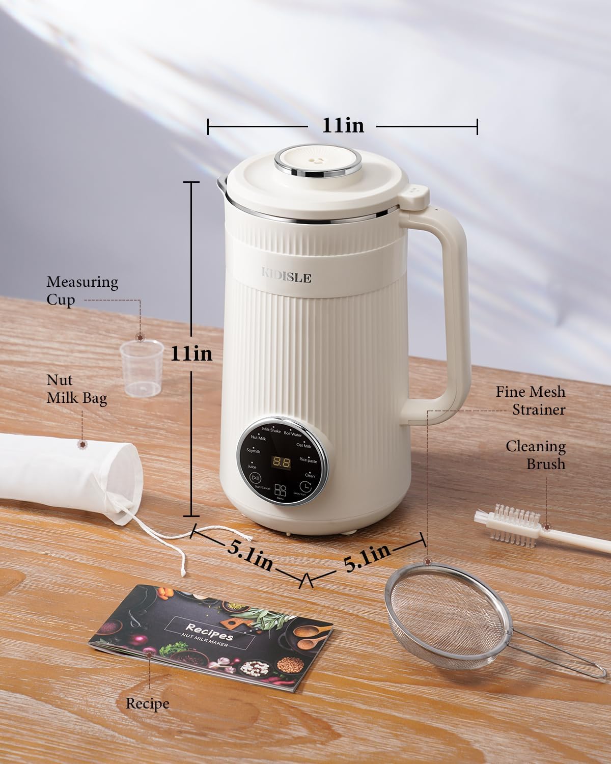 32oz Automatic Nut Milk Maker – 8-in-1 Plant-Based Milk Maker with Self-Cleaning, No-Soak Blending, Delay Start & Keep Warm for Almond, Soy, Oat, Coconut & Rice