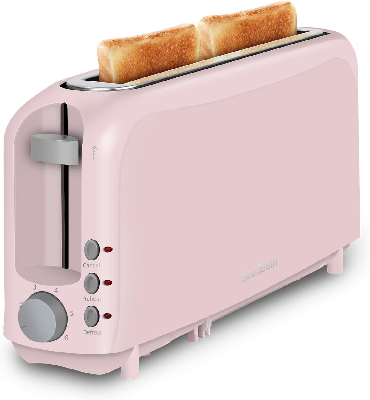 2-Slice Slim Toaster with Long Slot – 10" Wide Bread Slot, 6 Browning Settings, Reheat, Defrost & Cancel, 750W, Removable Crumb Tray