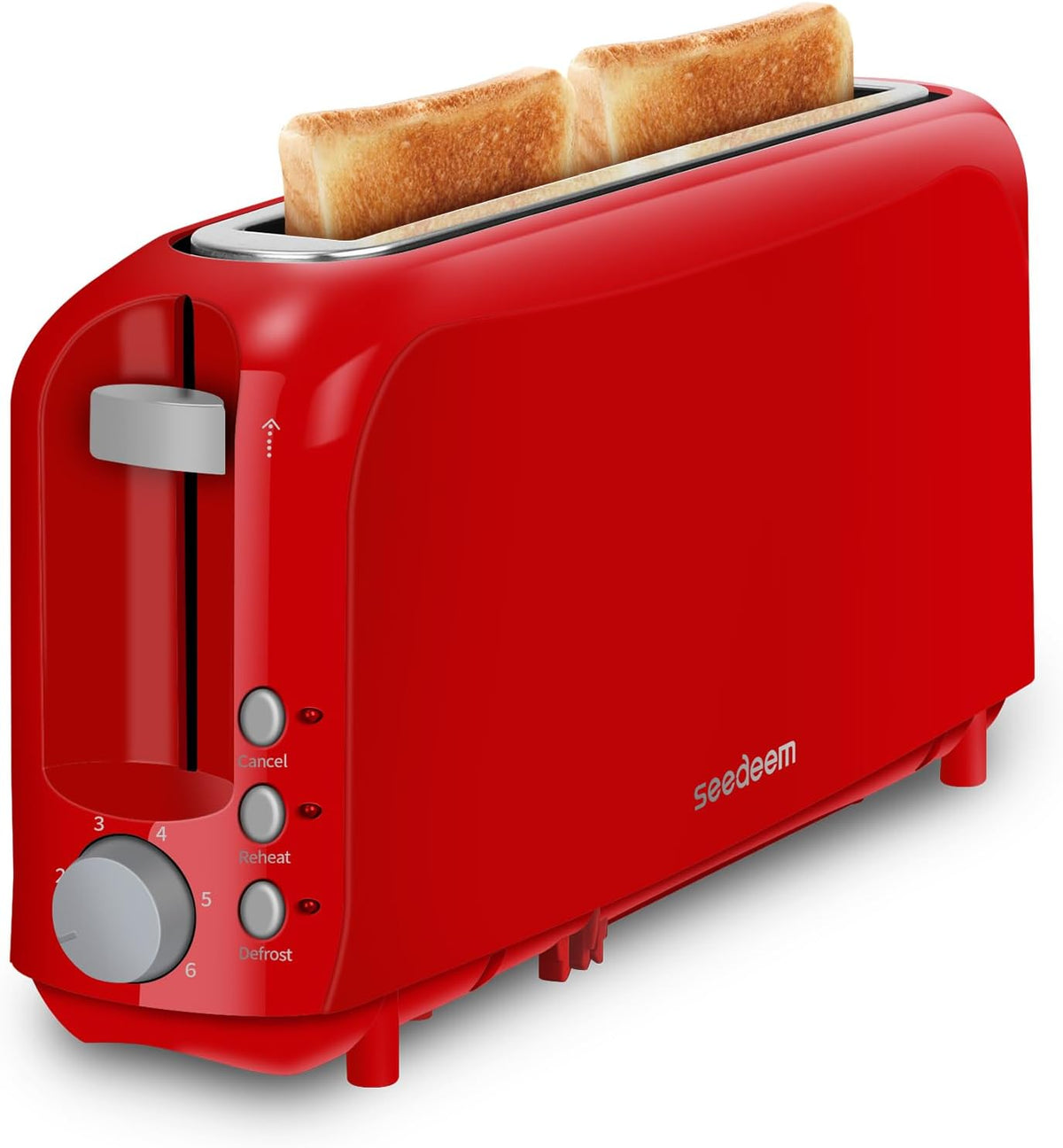 2-Slice Slim Toaster with Long Slot – 10" Wide Bread Slot, 6 Browning Settings, Reheat, Defrost & Cancel, 750W, Removable Crumb Tray