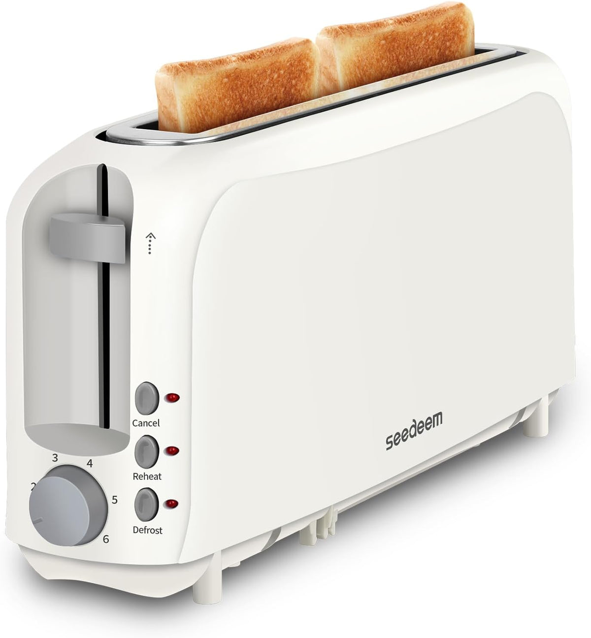 2-Slice Slim Toaster with Long Slot – 10" Wide Bread Slot, 6 Browning Settings, Reheat, Defrost & Cancel, 750W, Removable Crumb Tray