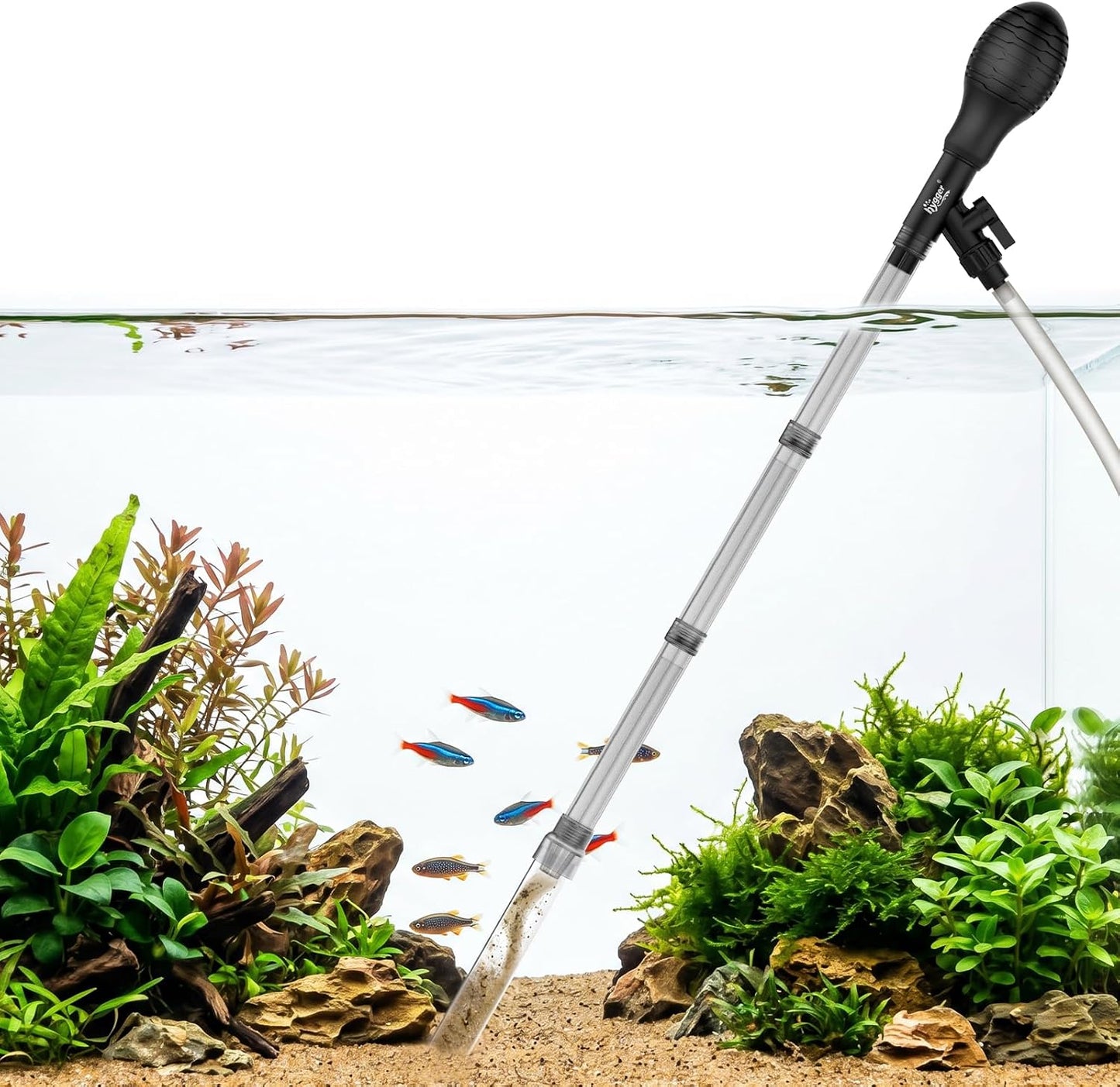Aquarium Gravel Vacuum Cleaner – Adjustable Siphon Water Changer with 6.5FT Hose for Fish Tank Cleaning, Gravel & Sand Washing