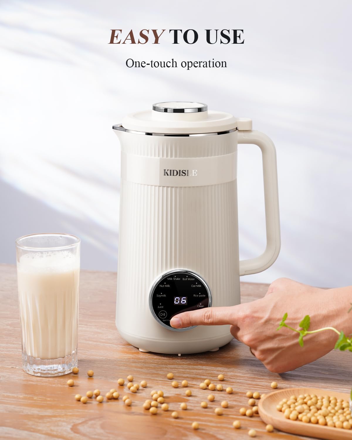 32oz Automatic Nut Milk Maker – 8-in-1 Plant-Based Milk Maker with Self-Cleaning, No-Soak Blending, Delay Start & Keep Warm for Almond, Soy, Oat, Coconut & Rice