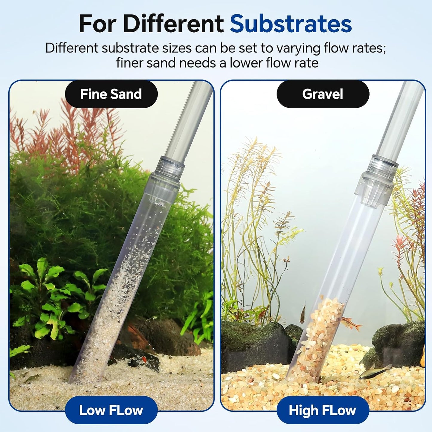 Aquarium Gravel Vacuum Cleaner – Adjustable Siphon Water Changer with 6.5FT Hose for Fish Tank Cleaning, Gravel & Sand Washing