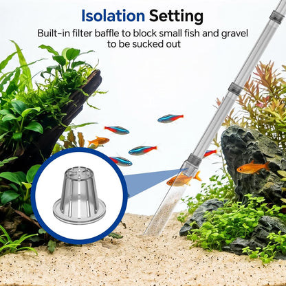 Aquarium Gravel Vacuum Cleaner – Adjustable Siphon Water Changer with 6.5FT Hose for Fish Tank Cleaning, Gravel & Sand Washing