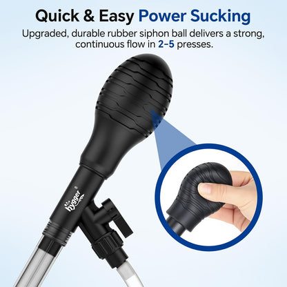 Aquarium Gravel Vacuum Cleaner – Adjustable Siphon Water Changer with 6.5FT Hose for Fish Tank Cleaning, Gravel & Sand Washing