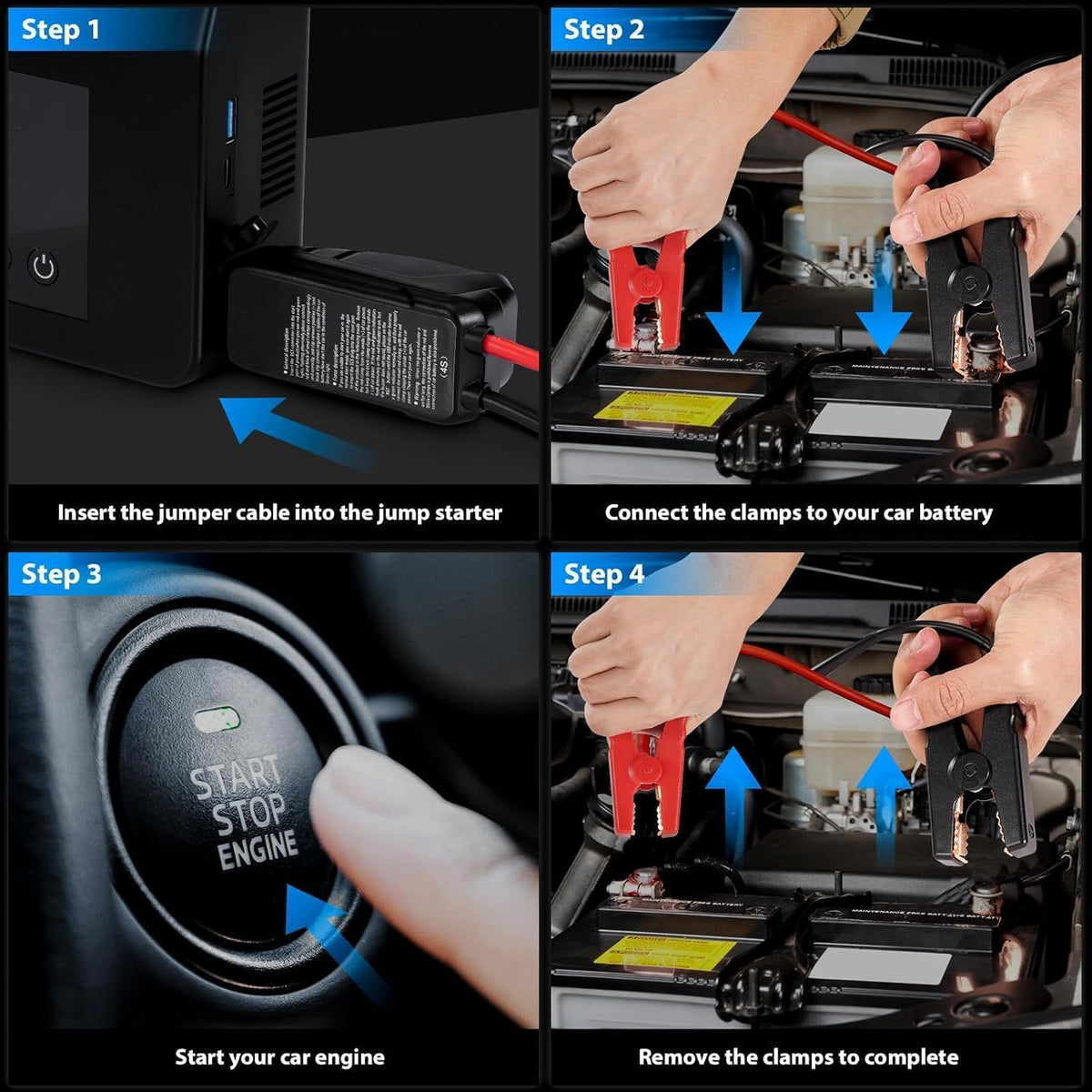 4000A Portable Car Jump Starter with Air Compressor – 150PSI Tire Inflator, 15000mAh Power Bank, 12V Battery Booster with LED Flashlight & USB-C